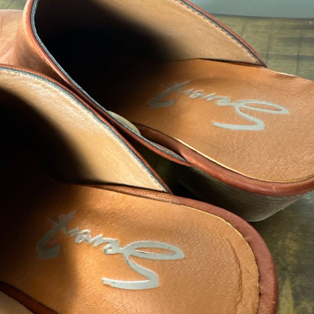 Seven7 Copper Brown Leather Mule Clogs Block Heel Slip On Shoes Womens 9 - Picture 5 of 11